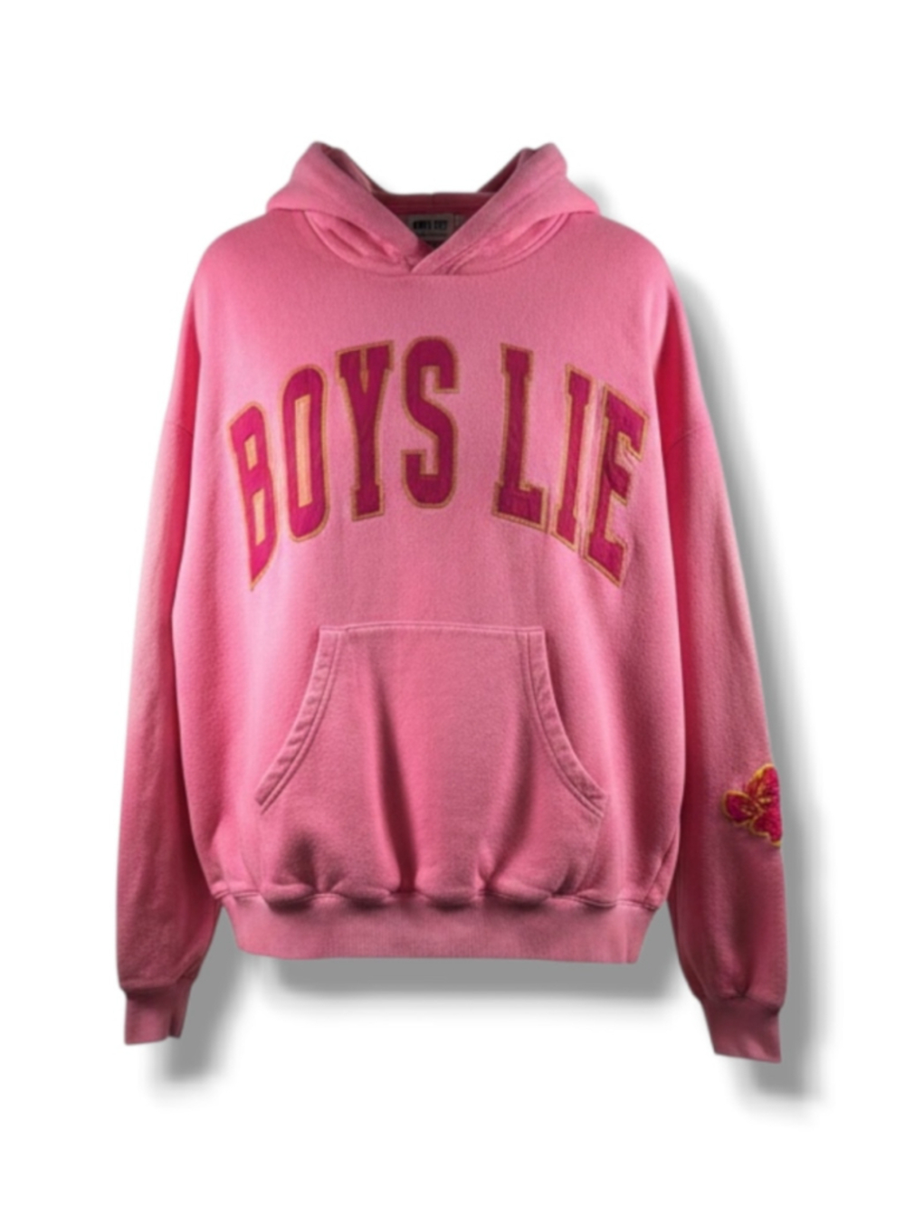 Boys Lie Graphic Oversized Hoodie Sweatshirt in Hot Pink Size XS/S